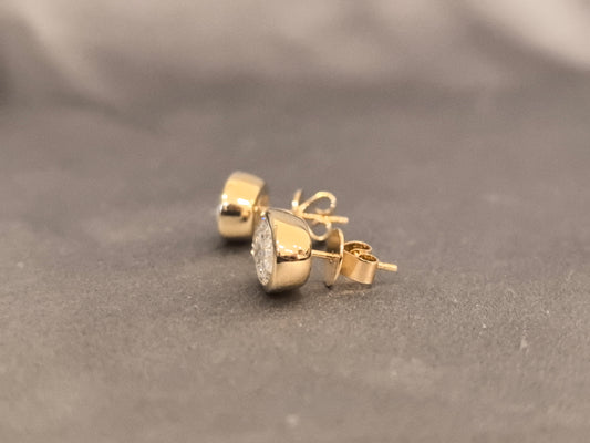 E-002|Oval Cut Bezel Stud Earrings|Yellow Gold Solitaire|Bezel Set Lab Grown Diamond|Minimalist Everyday Wear|Classic Fine Jewelry (Copy)