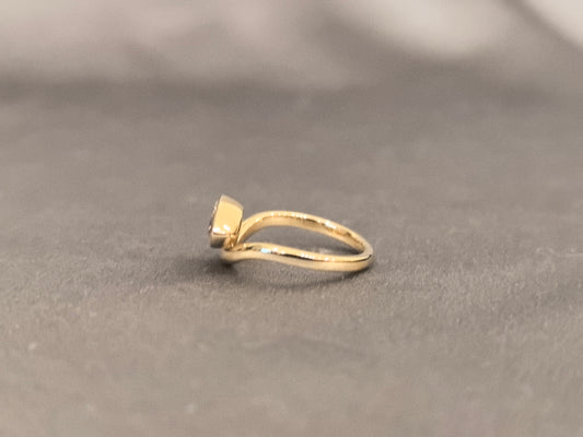 MA-003|Marquise Cut Bezel Set Ring|Pink Lab Grown Diamond|Bypass V-Shape Band|Modern Minimalist Fine Jewelry