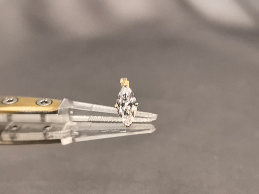 E-001 |Marquise Cut Diamond Huggie Earrings|Four-Prong Set|Two-Tone Gold Hoops|Lab Grown Diamond|Minimalist Everyday Fine Jewelry