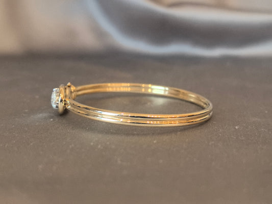 B-006|Marquise-cut lab diamond bangle|Bezel-set |Micro-pavé diamond accent knot|Sleek contemporary silhouette