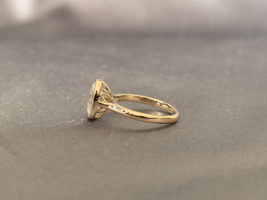 OV-037|Oval-cut lab diamond solitaire ring | Bezel-set | Low-profile oval diamond | Minimalist bridal ring |Secure bezel setting| Everyday wear