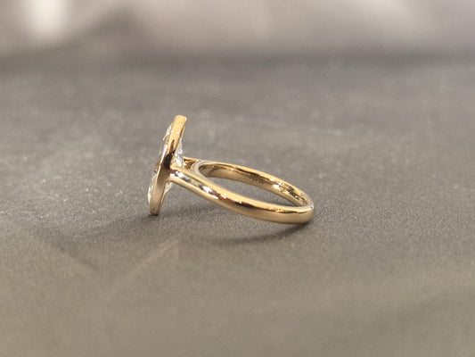 MA-004|Marquise-cut lab diamond solitaire ring | Bezel-set|Streamlined modern silhouette |Scratch-resistant setting