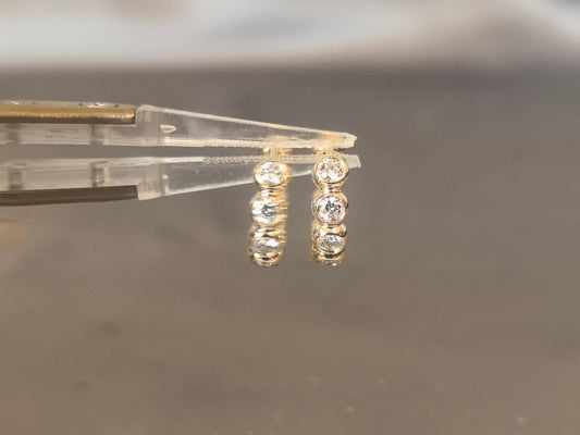 E-006|ezel-set diamond hoop earrings|Round brilliant-cut lab diamonds|Timeless minimalist aesthetic