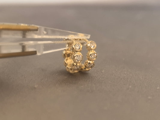 E-006|ezel-set diamond hoop earrings|Round brilliant-cut lab diamonds|Timeless minimalist aesthetic