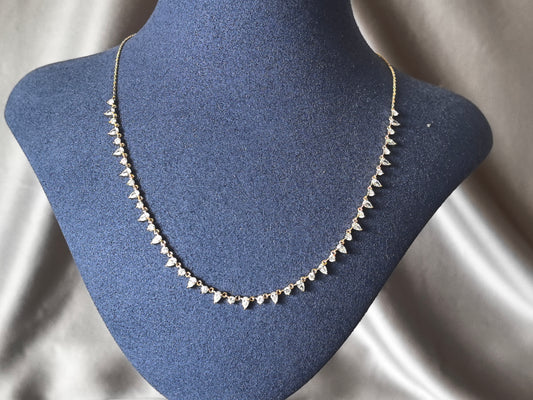 N-003 |Pear & Round Droplet Lab Diamond Necklace | Bezel-Set | Front-Facing Statement Necklace