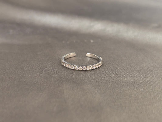 BM-005|Open-Shank Lab Diamond Half Eternity Band | Pave-Set Design | Minimalist Everyday Wear