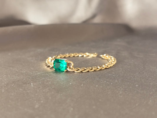 GB-002|Emerald-Cut Solitaire Emerald Bracelet | Prong Set| Classic Solitaire Style | Bold Old Money Aesthetic
