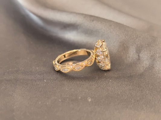 MA-022 | Marquise-Cut Lab-Grown Diamond Three-Stone Engagement Ring | Prong-Set | Refined Symmetrical Three-Stone Style (Copy)