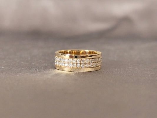BM-022 | Pave-Set Round-Cut Diamond Double-Row Band | Hypoallergenic Fine Jewelry | Durable, Comfort-Fit Construction