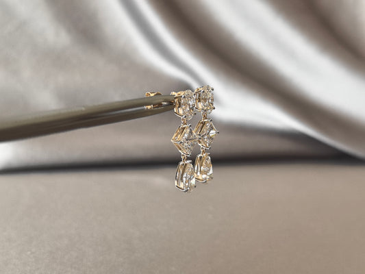 E-017 | Multi-Cut Lab-Grown Diamond Huggie Earrings | Elegant Everyday Wear Hoop Earrings | Secure Hinge-Back Closure