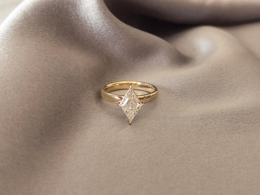 MA-012 | Kite-Cut Lab-Grown Diamond Solitaire Ring | Prong-Set | Refined Low-Profile Comfort-Fit Ring