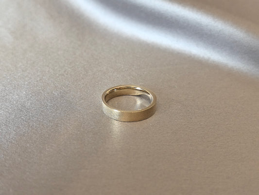 BM-008 | Contoured Matte-Finish Yellow Gold Wedding Band | Precision-Engineered Contoured Shape | Flat Wide Profile for Substantial Feel
