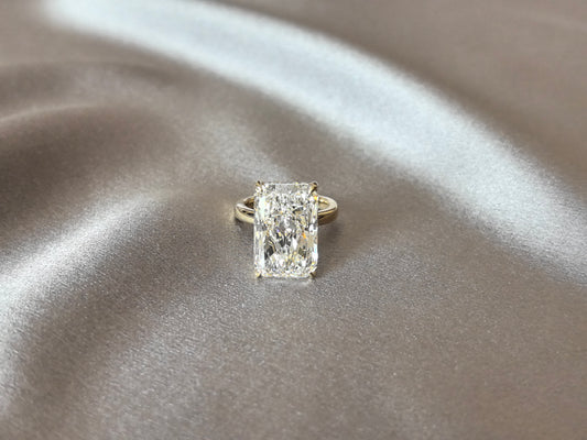 RD-007 | Radiant-Cut Diamond Engagement Ring | Full Pave Band | Four-Prong-Set | Sophisticated Anniversary Gift Ring