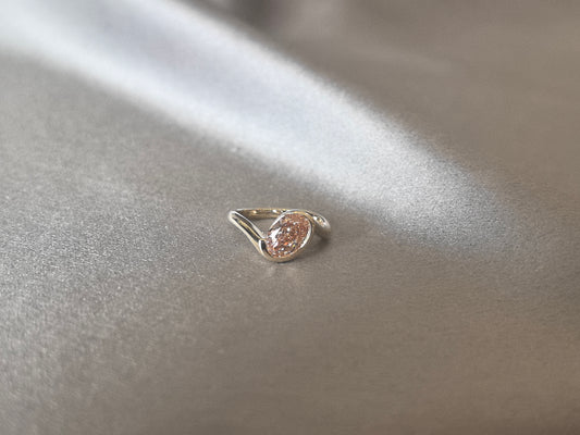 C-003 | Oval-Cut Pink Diamond Bezel-Set Bypass Ring | Sleek Modern Bypass-Style Design | Smooth Inner Wall for All-Day Comfort Smooth Inner Wall for All-Day Comfort