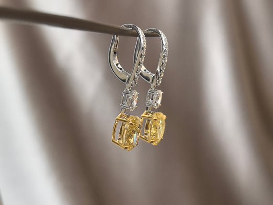 E-024 | Two-Tone Pavé-Set Hoop Drop Earrings | Prong-Set | Pavé-Set Hoop | Luxurious Bridal & Evening Jewelry
