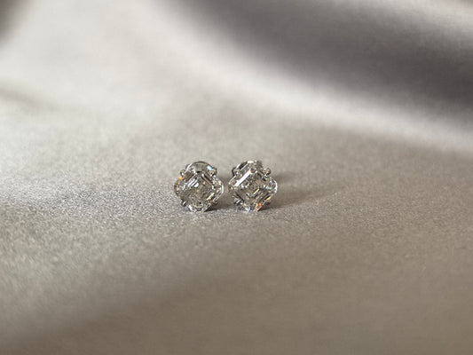 E-025 | Asscher-Cut Diamond Stud Earrings | Prong-Set | Elegant Bridal & Formal Wear Studs