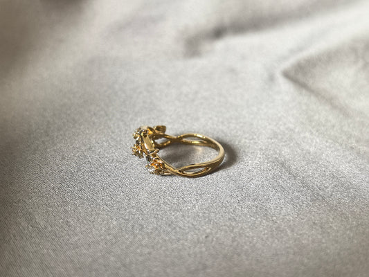 BW-013 | Twisted Branch Floral Stackable Ring | Botanical Flower Band |  Vintage Sprig Stacking Jewelry
