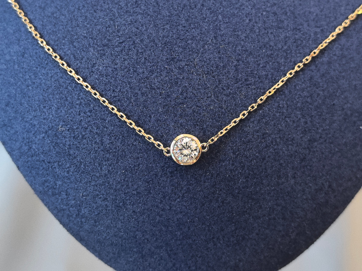Juno Diamond N-017 | Lab-Grown Diamond 5-Stone Station Necklace | Full Bezel-Set Evenly Distributed Diamonds | Dainty Thin Chain Collarbone Jewelry