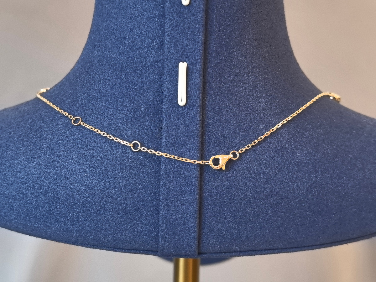 Juno Diamond N-017 | Lab-Grown Diamond 5-Stone Station Necklace | Full Bezel-Set Evenly Distributed Diamonds | Dainty Thin Chain Collarbone Jewelry
