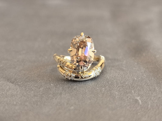 Juno Diamond CU-013 | 3 Carat Champagne Elongated Cushion-Cut Lab-Grown Diamond Sculptural Bypass Ring Ring