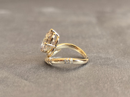 Juno Diamond CU-013 | 3 Carat Champagne Elongated Cushion-Cut Lab-Grown Diamond Sculptural Bypass Ring Ring
