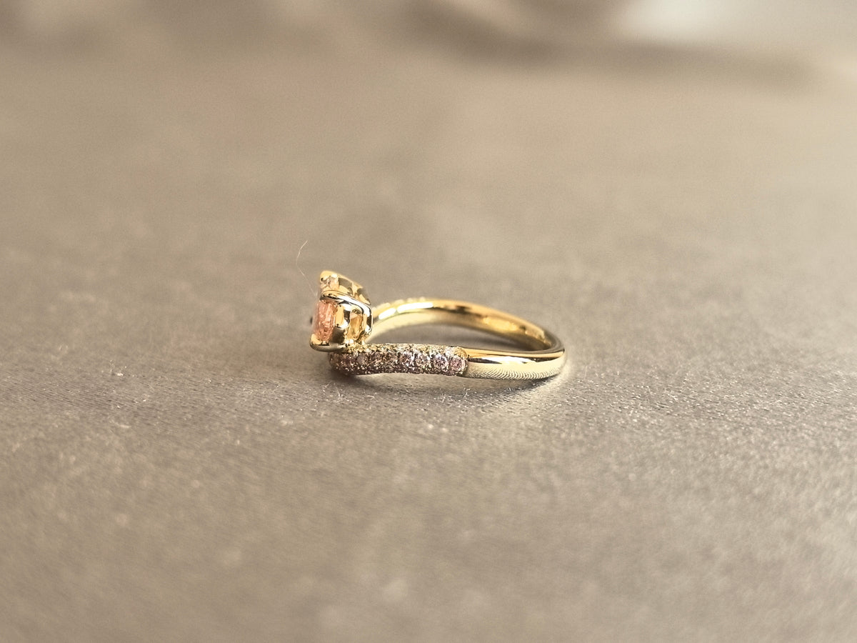 Juno Diamond MA-078 | Pink Marquise-Cut Lab-Grown Diamond Pavé Band Halo Ring Ring