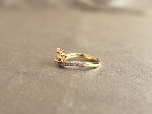 Juno Diamond MA-078 | Pink Marquise-Cut Lab-Grown Diamond Pavé Band Halo Ring Ring