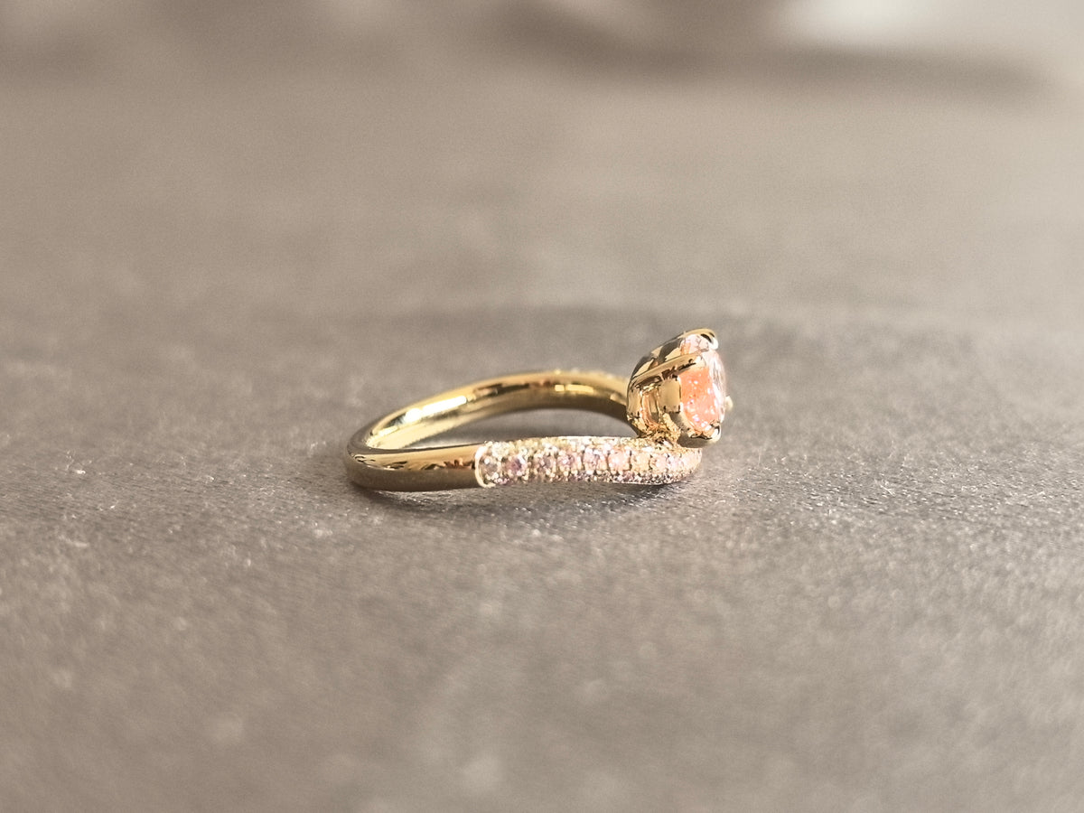 Juno Diamond MA-078 | Pink Marquise-Cut Lab-Grown Diamond Pavé Band Halo Ring Ring