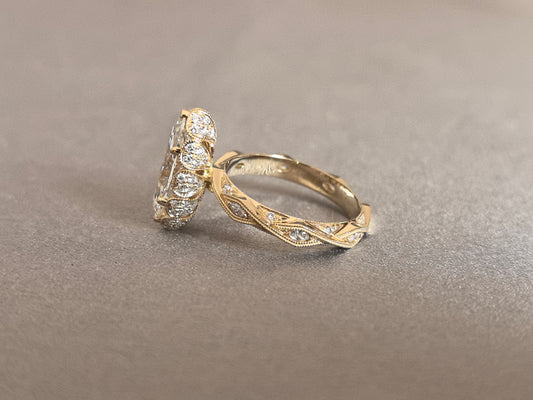 Juno Diamond MA-079 | Marquise-Cut Lab-Grown Diamond Pavé Band Halo Ring Ring
