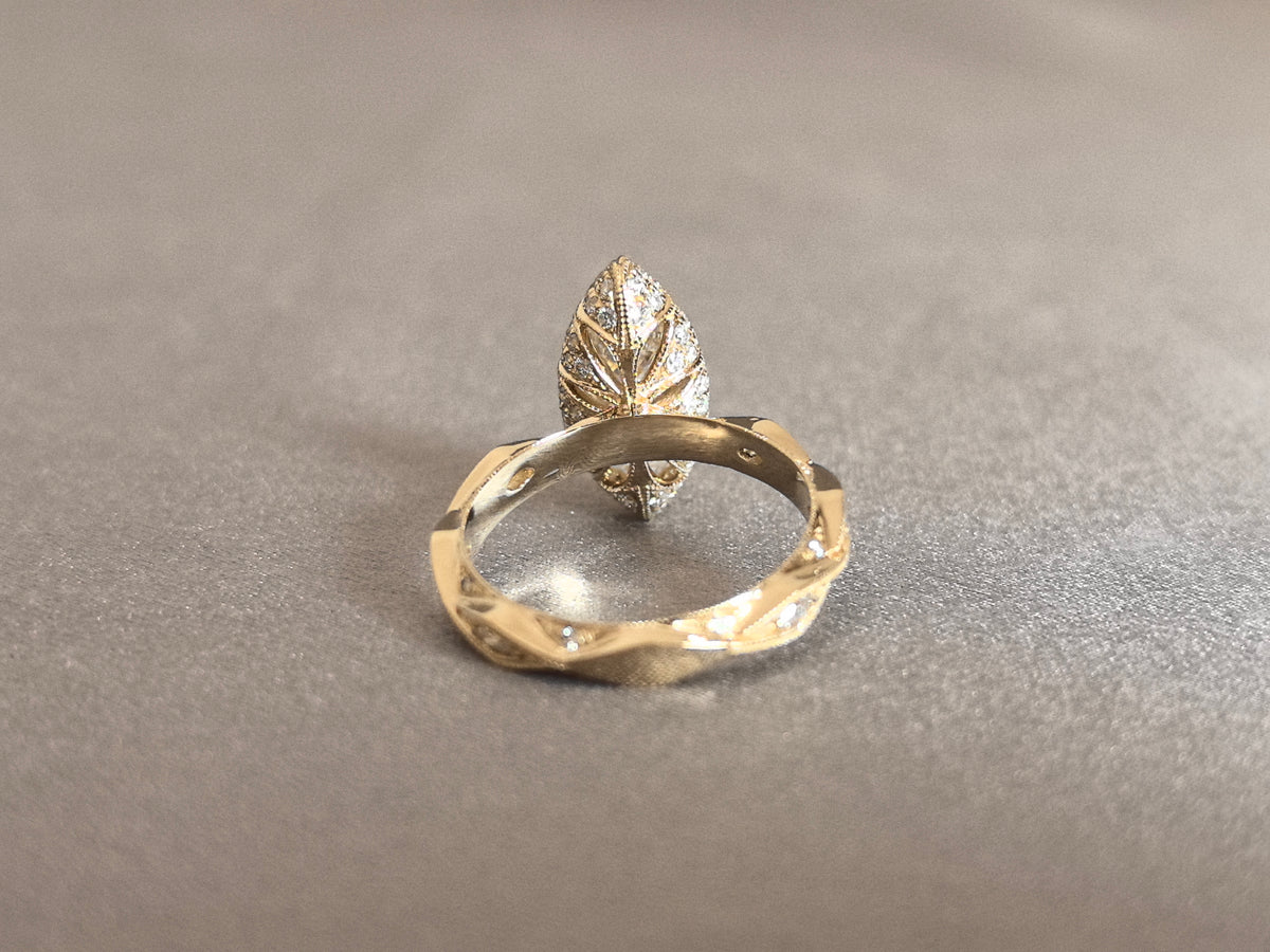 Juno Diamond MA-079 | Marquise-Cut Lab-Grown Diamond Pavé Band Halo Ring Ring