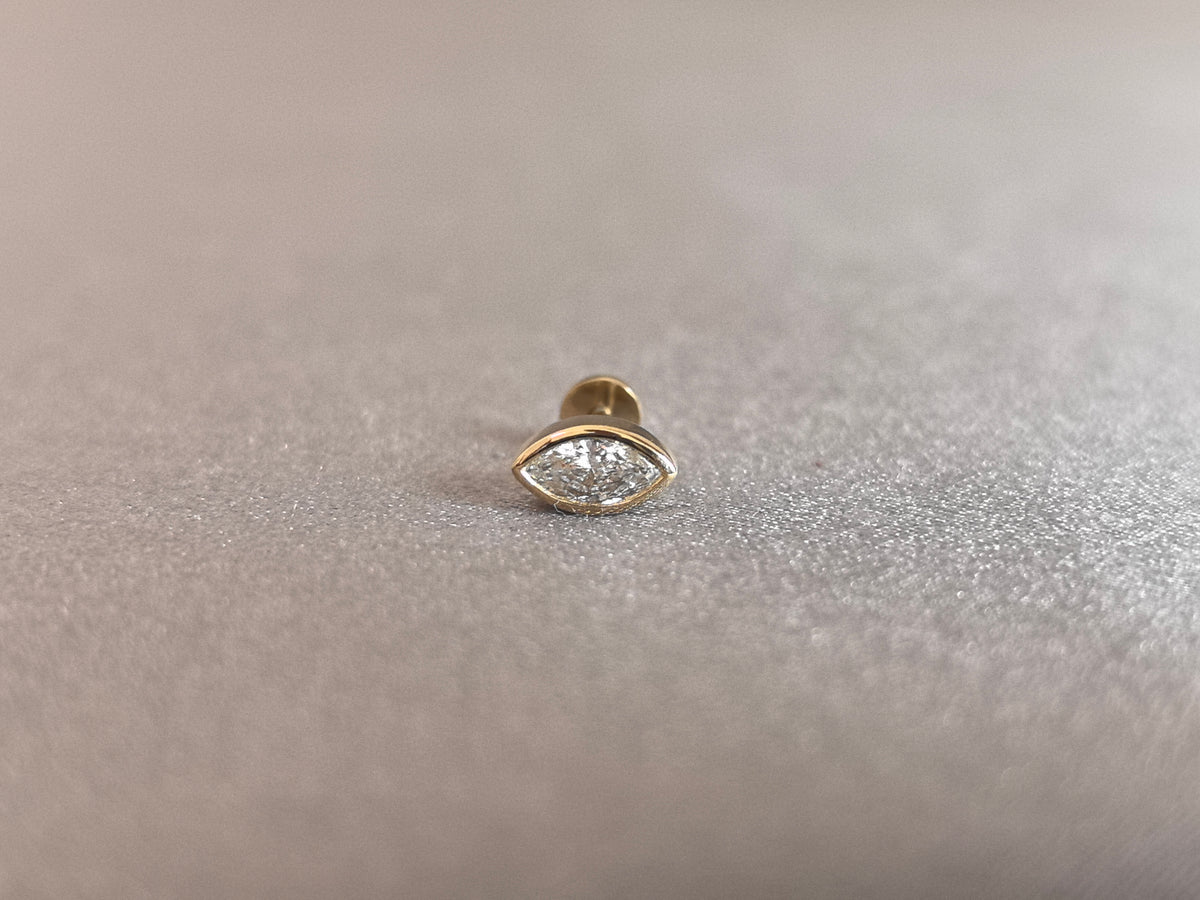 Juno Diamond E-050 | 1 Carat Total Weight Marquise Lab-Grown Diamond Full-Bezel Stud Earrings In Yellow Gold Earrings