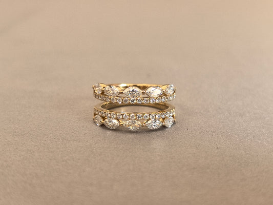Juno Diamond MX-021 | Marquise And Round Lab-Grown Diamond Mixed-Shape Eternity Ring With Pavé Band In Yellow Gold Ring