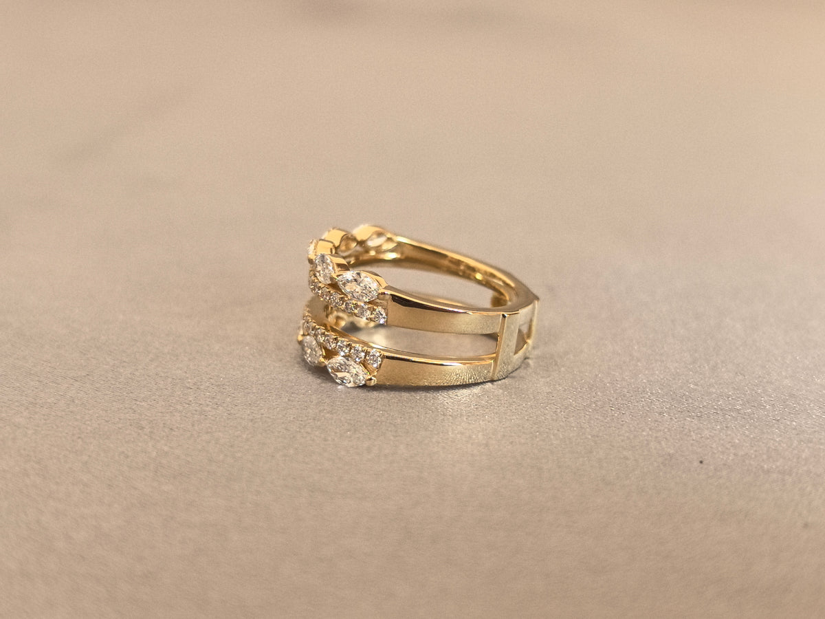 Juno Diamond MX-021 | Marquise And Round Lab-Grown Diamond Mixed-Shape Eternity Ring With Pavé Band In Yellow Gold Ring