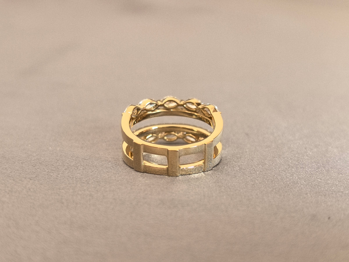 Juno Diamond MX-021 | Marquise And Round Lab-Grown Diamond Mixed-Shape Eternity Ring With Pavé Band In Yellow Gold Ring