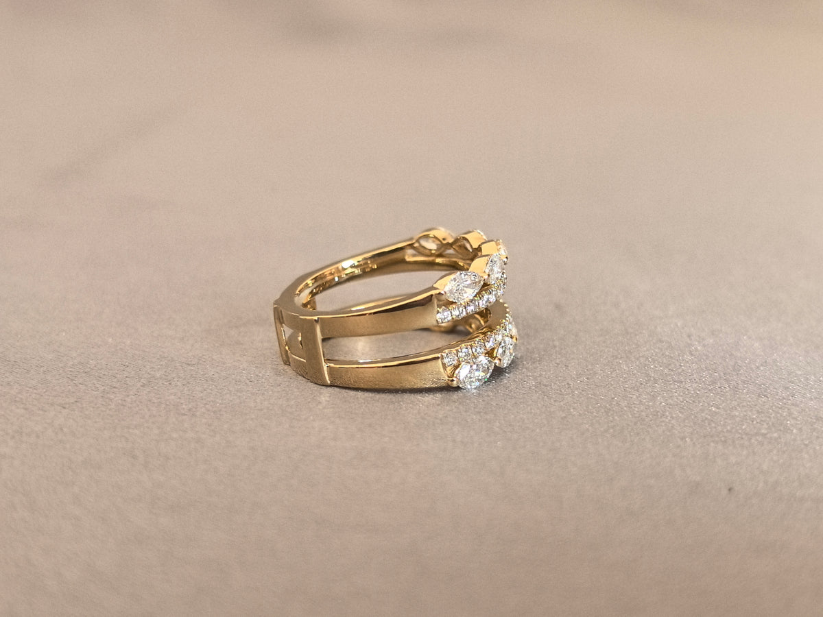 Juno Diamond MX-021 | Marquise And Round Lab-Grown Diamond Mixed-Shape Eternity Ring With Pavé Band In Yellow Gold Ring