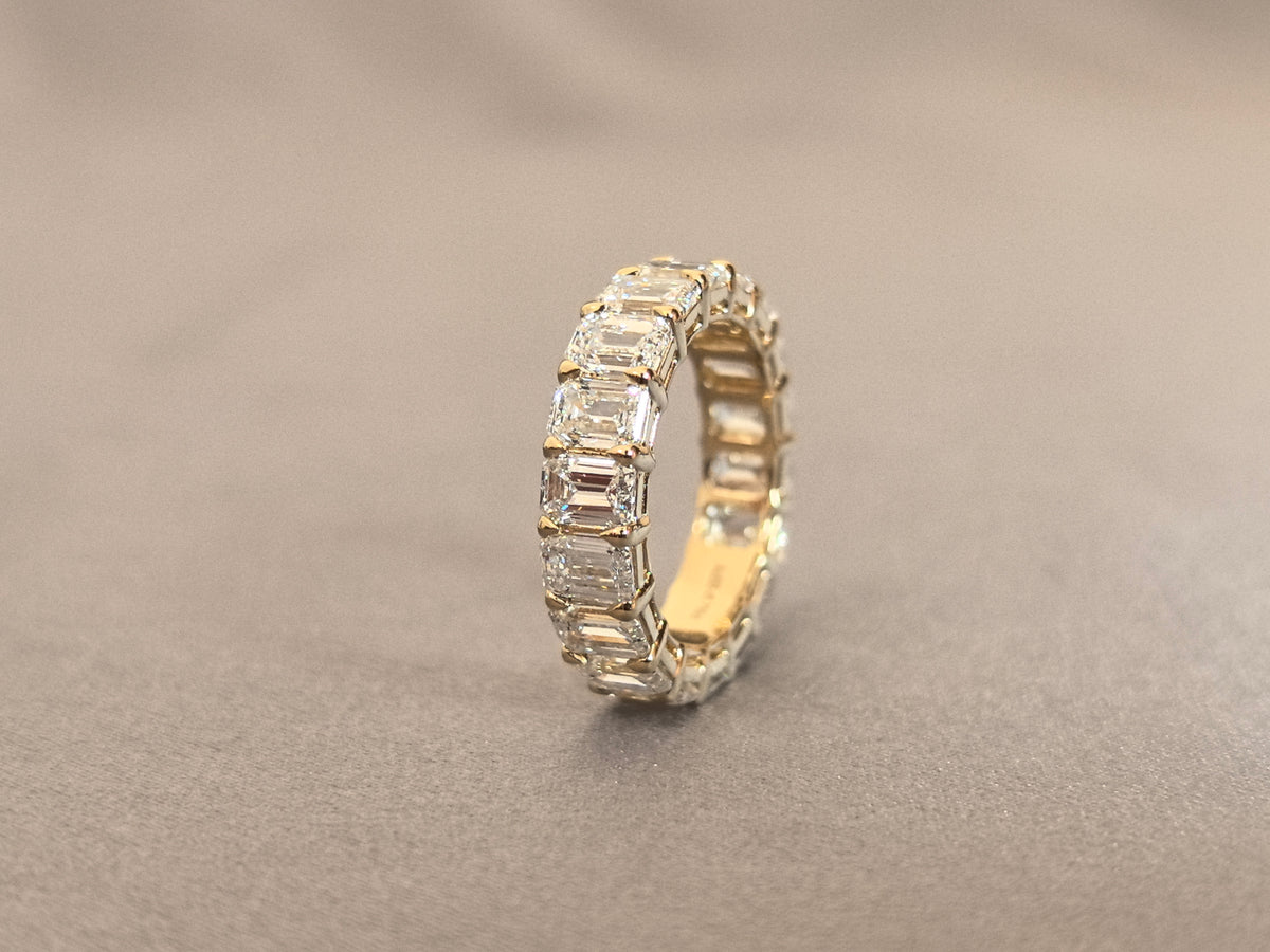 Juno Diamond EM-033 | Emerald-Cut Lab-Grown Diamond Full-Eternity Ring with Corner-Prong Setting in Yellow Gold Ring