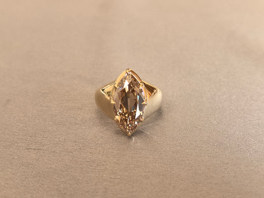 Juno Diamond MA-082 | 6 Carat Champagne Marquise-Cut Lab-Grown Diamond Sculptural Wide-Shank Solitaire Ring Ring