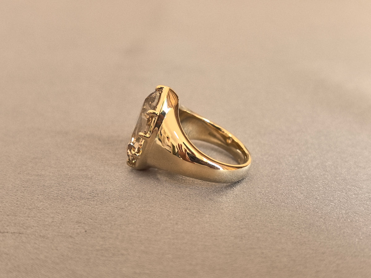 Juno Diamond MA-082 | 6 Carat Champagne Marquise-Cut Lab-Grown Diamond Sculptural Wide-Shank Solitaire Ring Ring