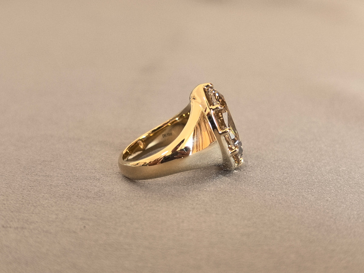 Juno Diamond MA-082 | 6 Carat Champagne Marquise-Cut Lab-Grown Diamond Sculptural Wide-Shank Solitaire Ring Ring