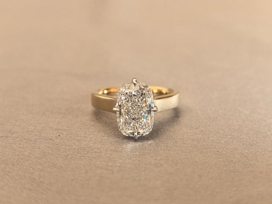 Juno Diamond CU-027 | 3 Carat Cushion-Cut Lab-Grown Diamond Wide Band Solitaire Ring Ring