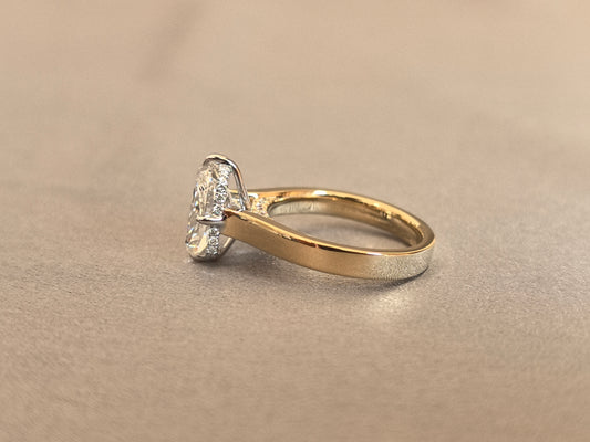 Juno Diamond CU-027 | 3 Carat Cushion-Cut Lab-Grown Diamond Wide Band Solitaire Ring Ring