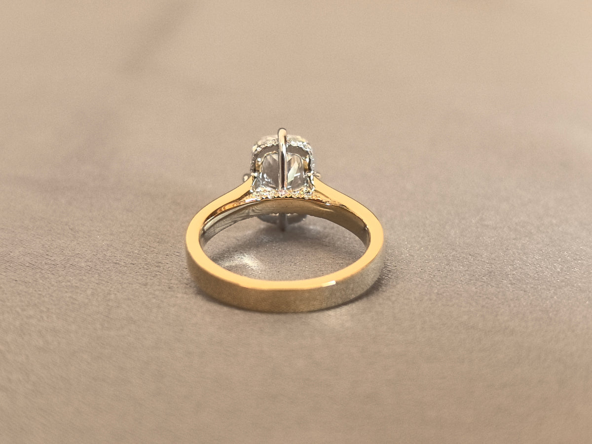 Juno Diamond CU-027 | 3 Carat Cushion-Cut Lab-Grown Diamond Wide Band Solitaire Ring Ring
