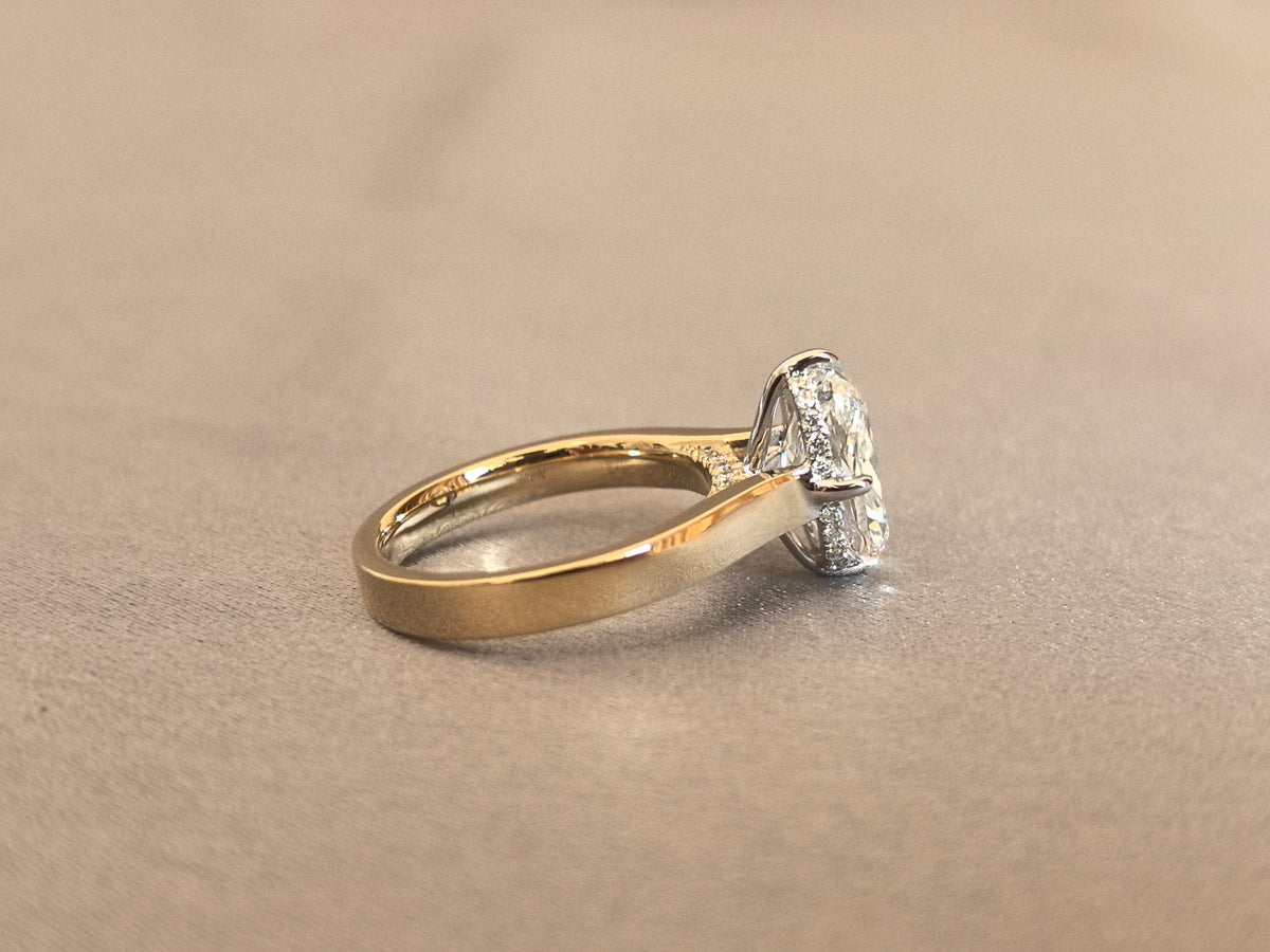 Juno Diamond CU-027 | 3 Carat Cushion-Cut Lab-Grown Diamond Wide Band Solitaire Ring Ring