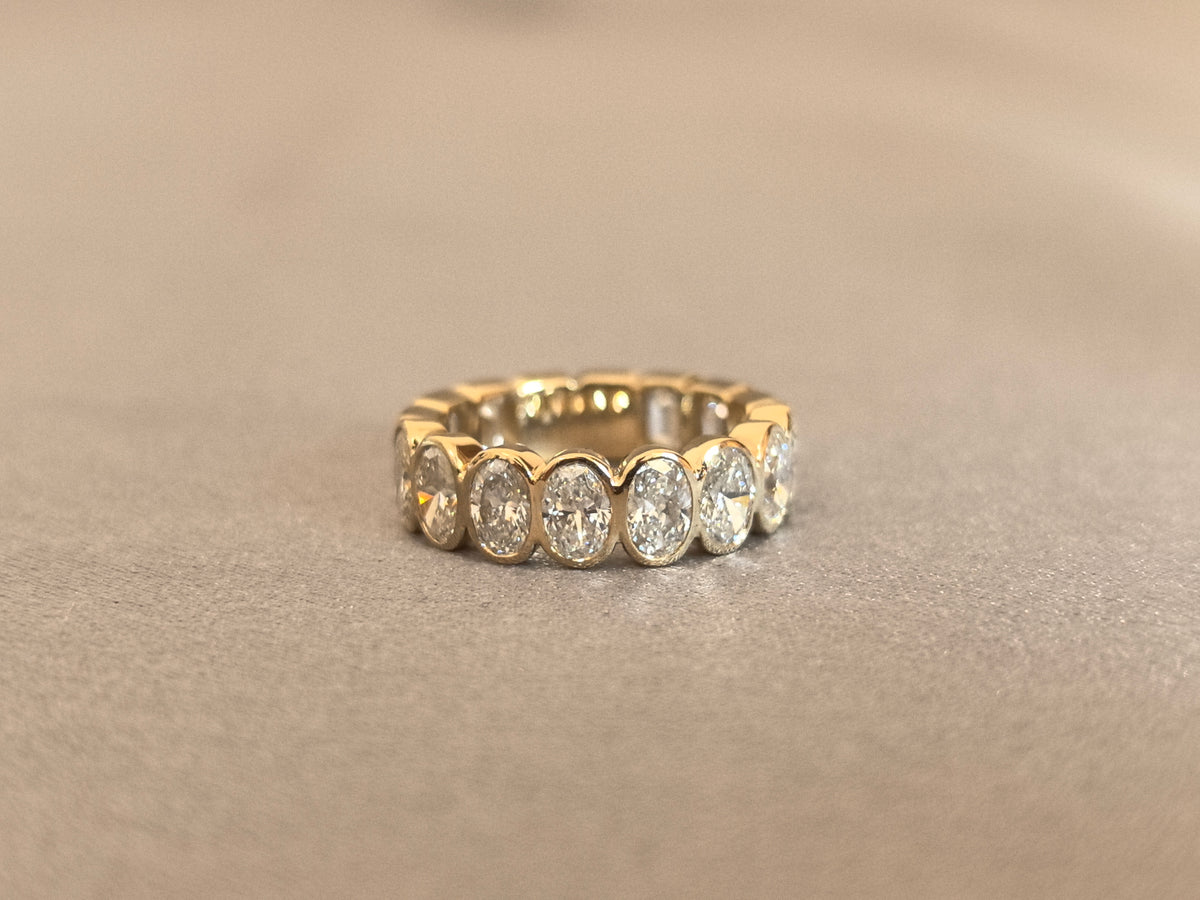 Juno Diamond MX-022 | Oval And Emerald-Cut Lab-Grown Diamond Full-Bezel Eternity Ring In Yellow Gold Ring