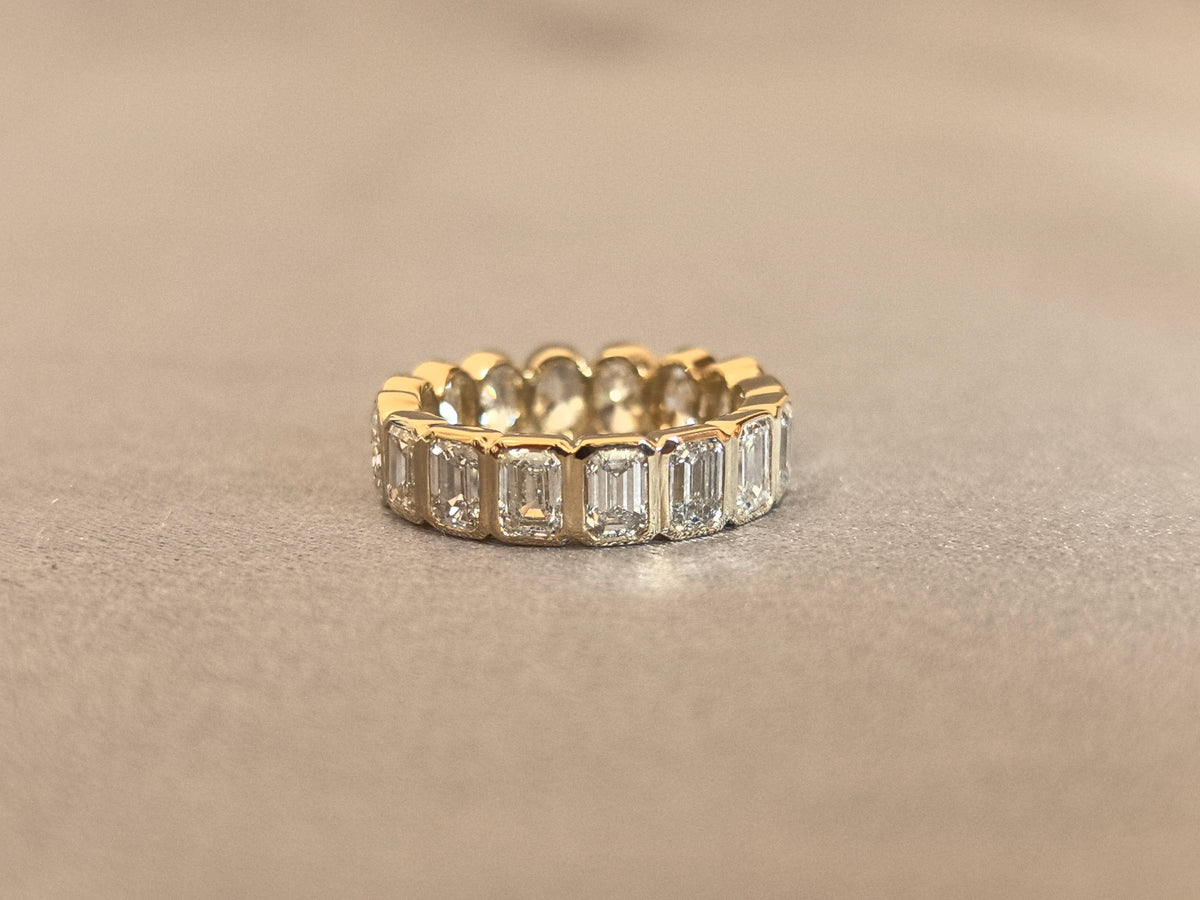 Juno Diamond MX-022 | Oval And Emerald-Cut Lab-Grown Diamond Full-Bezel Eternity Ring In Yellow Gold Ring