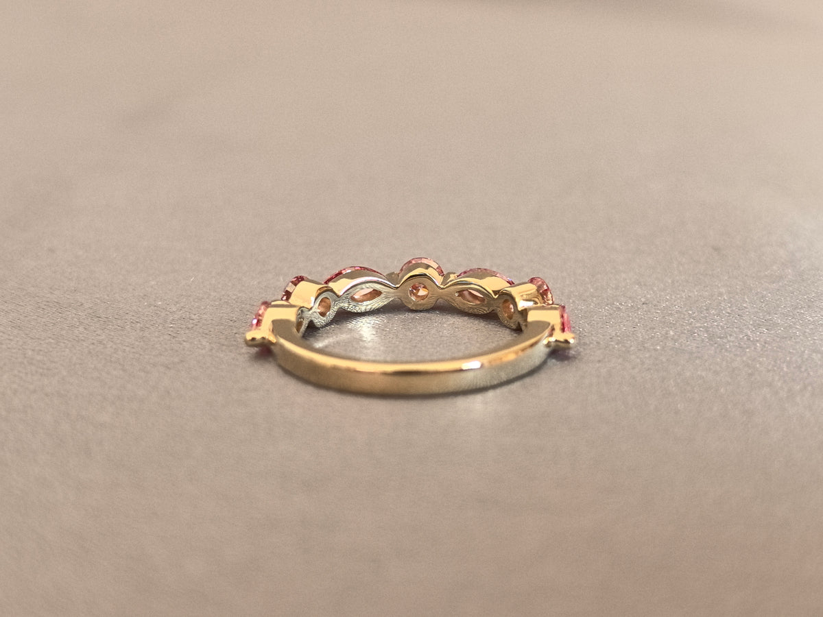 Juno Diamond MX-023 | Pink Round-Cut Lab-Grown Diamond Ring With Mixed Round And Marquise Stone Sequence Ring