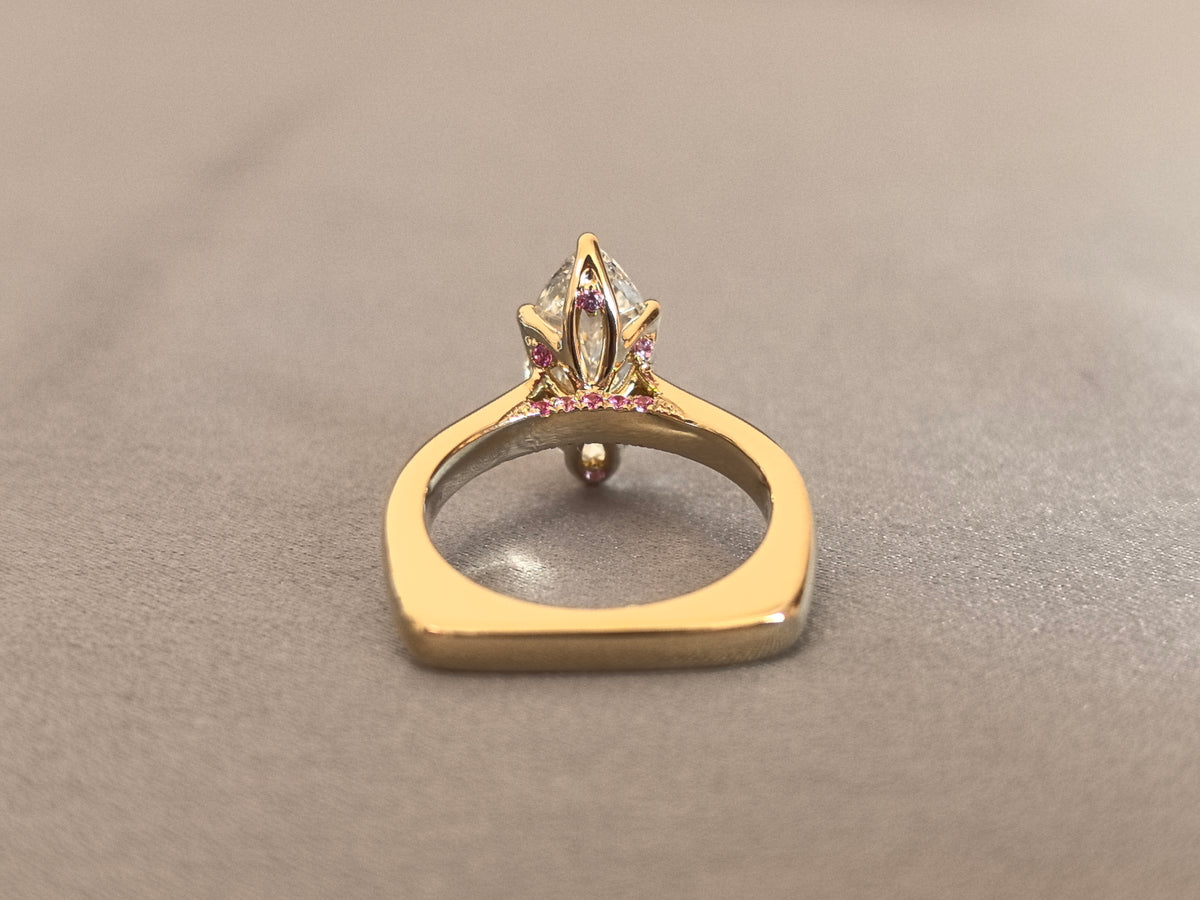 Juno Diamond MA-083 | 3 Carat Marquise-Cut Lab-Grown Diamond Two-Stone Ring With Vertical Marquise Accent In Yellow Gold Ring