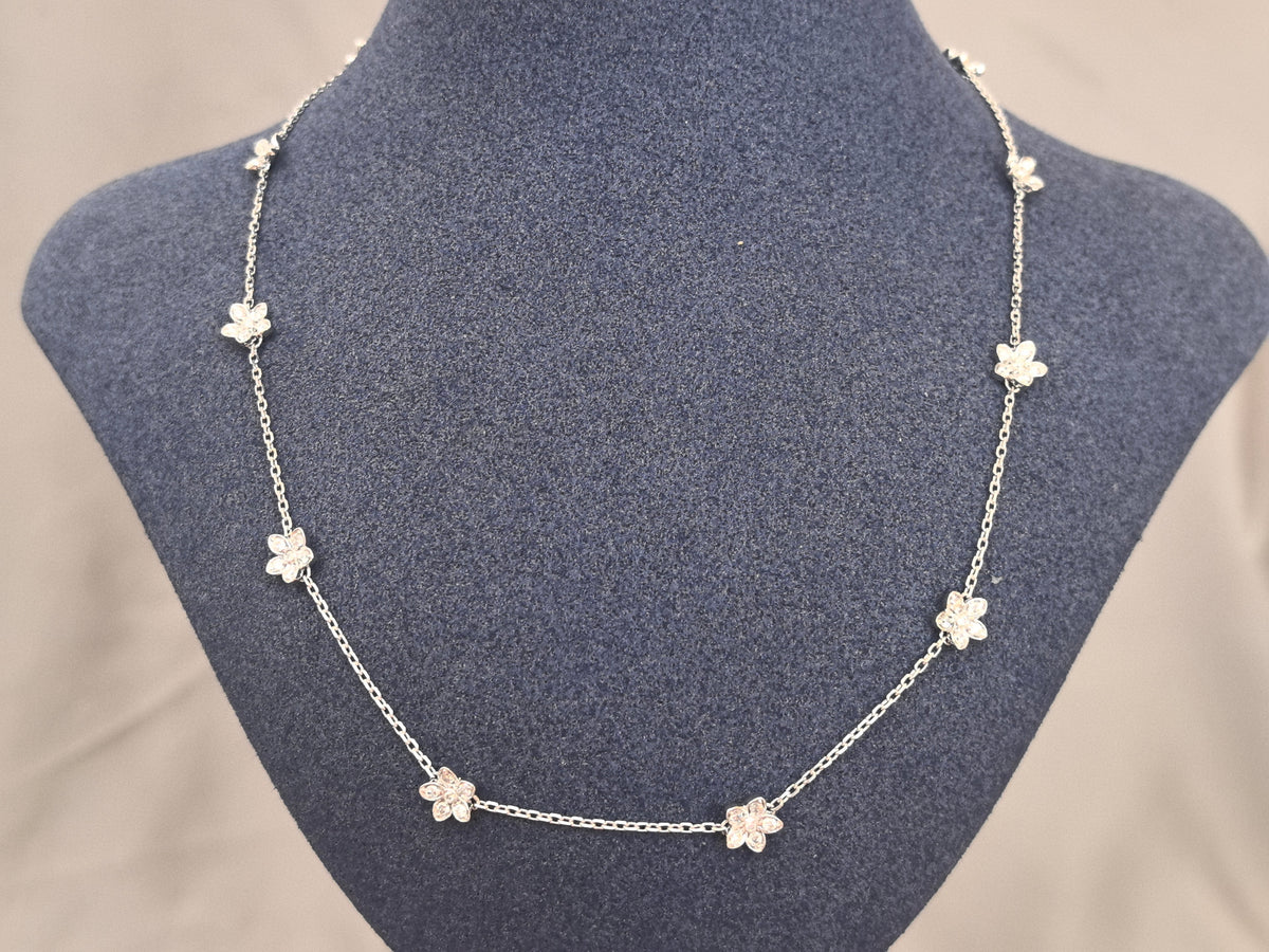 Juno Diamond N-043 | Round And Marquise Lab-Grown Diamond Floral-Cluster Station Necklace Necklace
