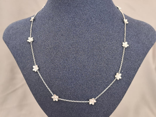 Juno Diamond N-043 | Round And Marquise Lab-Grown Diamond Floral-Cluster Station Necklace Necklace