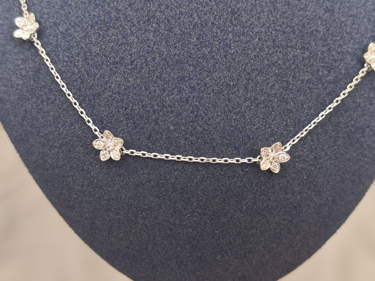 Juno Diamond N-043 | Round And Marquise Lab-Grown Diamond Floral-Cluster Station Necklace Necklace